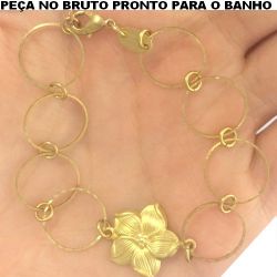PULSEIRA NO BRUTO PRONTO PARA O BANHO JÁ NO COBRE FLOR TAMANHO APROXIMADO:20CM+EXTENSOR 3GR REF:BRU1140