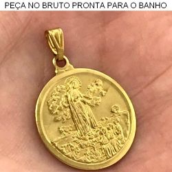 PINGENTE NO BRUTO PRONTO PARA O BANHO JA NO COBRE ''NOSSA SENHORA DE FATIMA'' TAMANHO APROXIMADO:2CM 2,8GR REF:BRU1744