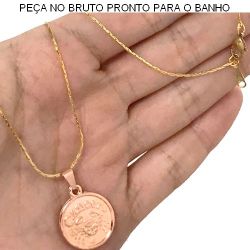 GARGANTILHA NO BRUTO PRONTO PARA O BANHO SIGNO DE CANCER 5GR TAM APROX CORRENTE:45CM TAM APROX PINGENTE:2CM REF:BRU956