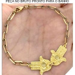 PULSEIRA NO BRUTO PRONTO PARA O BANHO JA NO COBRE CARTIE LONGA DIAMANTADA MÃO DE ANZAR 4,9GR TAM APROX:18CM REF:BRU599 (rober)