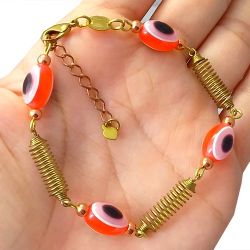 Pulseira No Bruto Pronto Para o Banho Olho Grego em Resina  Peso: 5,8 gramas REF: BRU395