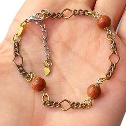 Pulseira No Bruto Pronto Para o Banho Com Pedra Natural do Sol Peso: 6,3 gramas REF: BRU313