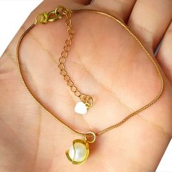Pulseira No Bruto Pronto Para Banho Rabo De Rato Com Uma Perola De 8mm Tamanho Aproximado: 19,0cm Extensor: 5,0cm Peso: 2,2 gramas REF: BRU1557