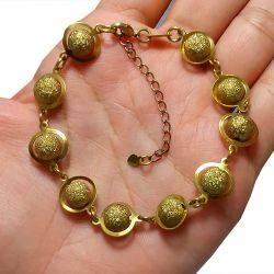 Pulseira No Bruto Pronto Para Banho Com Bolas De 8mm Tamanho Aproximado: 20,0cm Extensor: 5,0cm Peso: 7,0 gramas REF: BRU978A