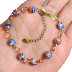 Pulseira No Bruto Pronto Para Banho Com Bolinhas De Porcelana De 8mm Tamanho Aproximado: 20,0cm Extensor: 5,0cm Peso: 7,7 gramas REF: BRU1865