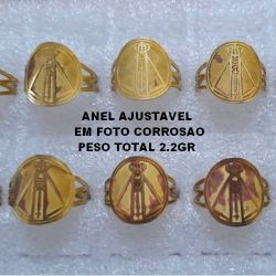 ANEL NO BRUTO PRONTO PARA O BANHO AJUSTAVEL EM FOTOCORROSÃO IMAGEM NOSSA SENHORA APARECIDA (TAMANHO UNICO )PESO TOTAL DE 1.6GR REF.5236