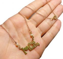 Gargantilha No Bruto Pronto Para Banho Com Pingente Eu Amo Meu Baby Tamanho Aproximado: 44,5cm Pingente: 3,0cm Peso: 3,0 gramas REF: BRU572