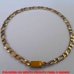 PULSEIRA NO BRUTO PRONTO PARA O BANHO  COM FECHO GAVETA - ELLO 1X1 BATIDO - LARGURA DA CORRENTE 4.10MM (11128) PESO 6,6GR ( '' 25CM '' ) - BRU4510