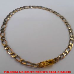 PULSEIRA NO BRUTO PRONTO PARA O BANHO  COM FECHO GAVETA COM TRAVA - ELLO 1X1 BATIDO - LARGURA DA CORRENTE 4.10MM (11128) PESO 5,8GR ( '' 20CM '' ) - BRU4499