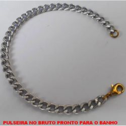 PULSEIRA NO BRUTO PRONTO PARA O BANHO  (A09)COM  ''FECHO LAGOSTA  CORRENTE DE ALUMINIO ''25CM ''- PESO 4,6GR -  LARGURA DA CORRENTE 5MM - BRU4477