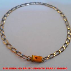 PULSEIRA NO BRUTO PRONTO PARA O BANHO  (118) CORRENTE ELLO BATIDO - COM FECHO GAVETA  - PESO 4.3GR - LARGURA DA CORRENTE 4.4MM  CORRENTE ELLO BATIDO ''25CM'' BRU4488