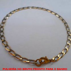 PULSEIRA NO BRUTO PRONTO PARA O BANHO  (118) CORRENTE ELLO BATIDO - COM FECHO LAGOSTA - PESO 3.4GR - LARGURA DA CORRENTE 4.4MM  CORRENTE ELLO BATIDO ''20CM'' BRU0225
