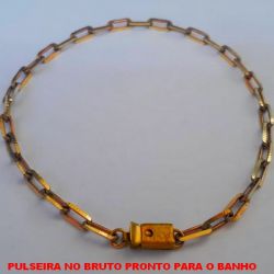 PULSEIRA NO BRUTO PRONTO PARA O BANHO  (KDL1.20) COM ('FECHO GAVETA -''25CM'' - PESO 6.0GR - CORRENTE CARTIER LARGURA 3.9MM - BRU0332
