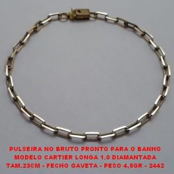 PULSEIRA NO BRUTO PRONTO PARA O BANHO MODELO CARTIER LONGA 1.0 DIAMANTADA TAM.23CM - FECHO GAVETA - PESO 4,5GR -BRU2442
