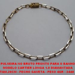 PULSEIRA NO BRUTO PRONTO PARA O BANHO MODELO CARTIER LONGA 1.0 DIAMANTADA TAM.20CM - FECHO GAVETA - PESO 4GR - 2440