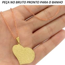 GARGANTILHA NO BRUTO PRONTO PARA O BANHO CORAÇÃO(2101) ''ORAÇÃO DO PAI NOSSO'' 4GR TAMANHO APROXIMADO:46CM TAMANHO APROXIMADO:3,5CM REF:BRU486