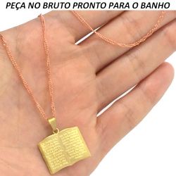 GARGANTILHA NO BRUTO PRONTO PARA O BANHO COM ORAÇÃO DO PAI NOSSO TAMANHO APROXIMADO:48CM TAMANHO APROXIMADO:2,5CM 4,3GR REF:BRU500