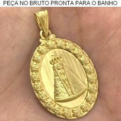 PINGENTE NO BRUTO PRONTO PARA O BANHO JA NO COBRE NOSSA SENHORA APARECIDA TAMANHO APROXIMADO:3,5CM 2,8GR REF:BRU1227