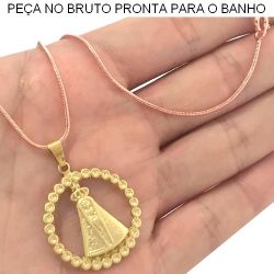 GARGANTILHA NO BRUTO PRONTO PARA O BANHO JÁ NO COBRE NOSSA SENHORA DE APARECIDA 6GR TAMANHO APROX:45CM PING:3CM REF.BRU218