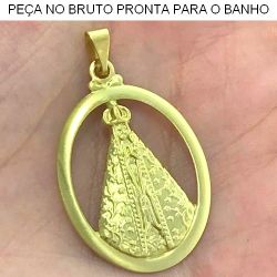 PINGENTE NO BRUTO PRONTO PARA O BANHO JA NO COBRE NOSSA SENHORA APARECIDA TAMANHO APROXIMADO:3,5CM 1,6GR REF:BRU823