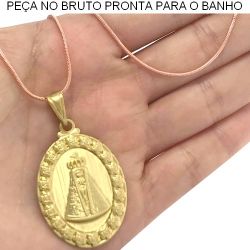 GARGANTILHA NO BRUTO PRONTO PARA O BANHO JÁ NO COBRE NOSSA SENHORA DE APARECIDA 6.5GR TAMANHO APROX:45CM PING:3,5X2,5CM REF.BRU1277