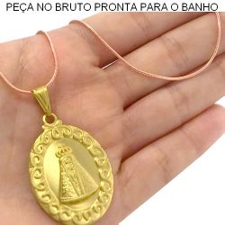 GARGANTILHA NO BRUTO PRONTO PARA O BANHO JÁ NO COBRE NOSSA SENHORA DE APARECIDA 7GR TAMANHO APROX:45CM PING:3,5CM REF.BRU223