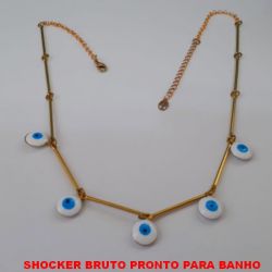 SHOCKER BRUTO PRONTO PARA BANHO  TODA FEITO COM PALITOS E CINCO OLHO GREGO DE 10MM - COM CORRENTE ELLO PORTUGUES E FECHO LAGOSTA  TAMANHO 40CM+EXTENSOR - BRU4561