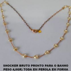 SHOCKER BRUTO PRONTO PARA O BANHO  PESO 4,0GR) TODA EM PEROLA EM FORMA  DE CORAÇAO - COM FECHO LAGOSTA -  BRU0440