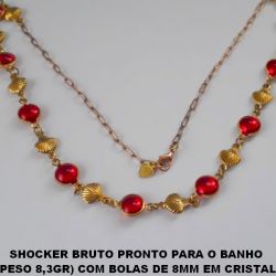 SHOCKER BRUTO PRONTO PARA O BANHO  PESO 8,3GR) COM BOLAS DE 8MM EM CRISTAL E CONCHINHAS DE 8MM - CORRENTE IMPORTADA COM VECHO LAGOSTA - BRU0026