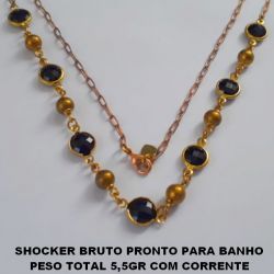 SHOCKER BRUTO PRONTO PARA BANHO PESO TOTAL 5,5GR COM CORRENTE IMPORTADA - FECHO LAGOSTA - BOLAS DE  8MM CRISTAL SEXTAVADO  CORAÇÃO VASADO DE 25MM BRU0023