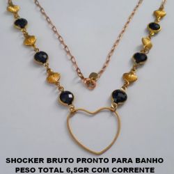 SHOCKER BRUTO PRONTO PARA BANHO PESO TOTAL 6,5GR COM CORRENTE IMPORTADA - FECHO LAGOSTA - BOLAS DE  8MM CRISTAL SEXTAVADO  CORAÇÃO VASADO DE 25MM BRU0054