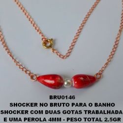 SHOCKER NO BRUTO PARA O BANHO SHOCKER COM DUAS GOTAS TRABALHADA  E UMA PEROLA 4MM - PESO TOTAL 2.5GR BRU0146