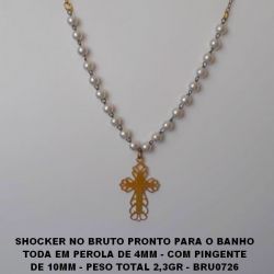 SHOCKER NO BRUTO PRONTO PARA O BANHO TODA EM PEROLA DE 4MM - COM PINGENTE DE 10MM - PESO TOTAL 2,3GR - BRU0726
