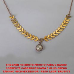 SHOCKER NO BRUTO PRONTO PARA O BANHO(CX97) CORRENTE CADEADO/ESCAMA E PEROLA TAMNHO 40CM+EXTENSOR - PESO 3,8GR- BRU5873