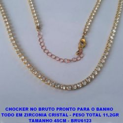 CHOCKER NO BRUTO PRONTO PARA O BANHO  TODO EM ZIRCONIA CRISTAL - PESO TOTAL 11,2GR TAMANHO 40CM - BRU6123