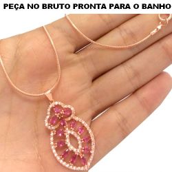 GARGANTILHA NO BRUTO PRONTO PARA O BANHO JÁ NO COBRE EM MICRO ZIRCÔNIA 7GR CORRENTE RABO DE RATO TAMANHO APROXIMADO:45CM TAMANHO APROXIMADO:3CM REF:BRU248
