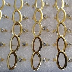 ANEL NO BRUTO PRONTO PARA O BANHO DE LETRAS ( O ) COM UMA PEDRINHA DE ZIRCONIA - PESO 1,5GR - LATÃO -5209