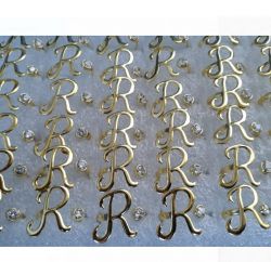 ANEL NO BRUTO PRONTO PARA O BANHO DE LETRAS ( R ) COM UMA PEDRINHA DE ZIRCONIA - PESO 1,5GR - LATÃO - 5206