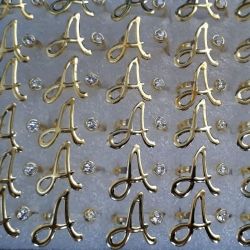 ANEL NO BRUTO PRONTO PARA O BANHO  DE LETRAS ( A ) COM UMA PEDRINHA DE  ZIRCONIA - PESO 1,5GR - LATÃO - 5052A