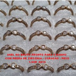 ANEL NO BRUTO PRONTO PARA O BANHO COM PEDRA DE ZIRCONIA - CORAÇÃO - PESO 1,6GR 5010