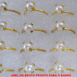 ANEL NO BRUTO PRONTO PARA O BANHO COM PEROLA DE 8 MM - PESO TOTAL DE 1,1GR - 5011