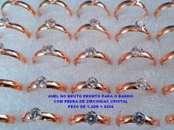 ANEL NO BRUTO PRONTO PARA O BANHO COM PEDRA DE ZIRCONIAS CRISTAL PESO DE 1,2GR + 5294