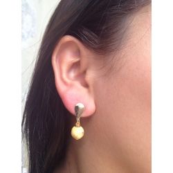 Brinco folheado com pedra de porcelana mesclada 10mm de alta qualidade rf.000888