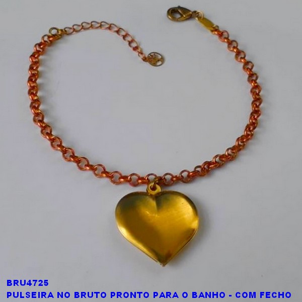 PULSEIRA NO BRUTO PRONTO PARA O BANHO - COM FECHO LAGOSTA E CORRENTE ELLO PORTUGUES LARGURA 4MM (394)CORAÇAO DUPLO 24X22MM - TAMANHO 18CM+EXTENSOR PESO TOTAL 7GR - BRU4725