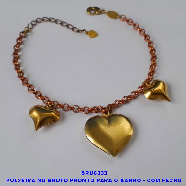 PULSEIRA NO BRUTO PRONTO PARA O BANHO - COM FECHO LAGOSTA E CORRENTE ELLO PORTUGUES LARGURA 4MM (394)CORAÇAO DUPLO 24X22MM - TAMANHO 18CM+EXTENSOR PESO TOTAL 8.6GR - BRU6333