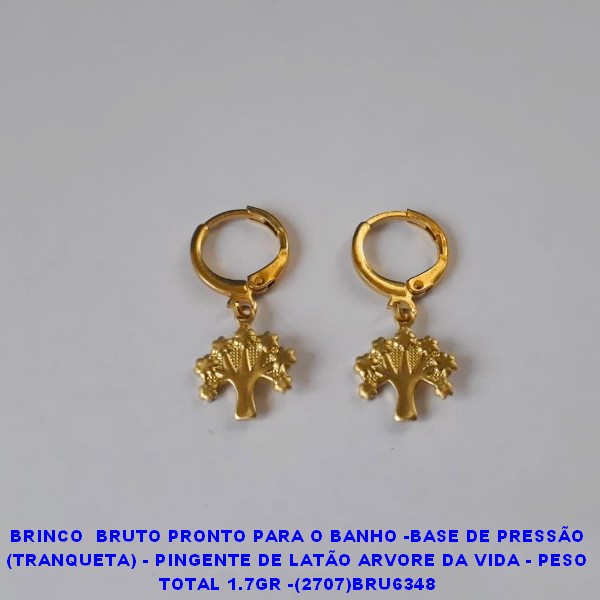 BRINCO  BRUTO PRONTO PARA O BANHO -BASE DE PRESSÃO (TRANQUETA) - PINGENTE DE LATÃO ARVORE DA VIDA - PESO TOTAL 1.7GR -(2707)BRU6348