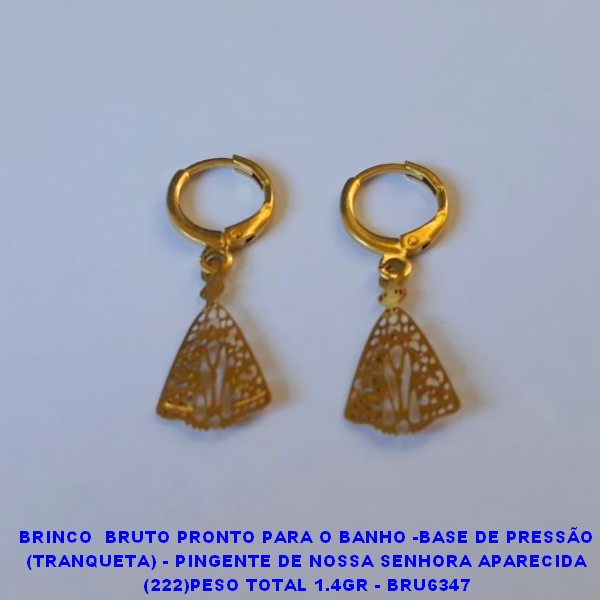 BRINCO  BRUTO PRONTO PARA O BANHO -BASE DE PRESSÃO (TRANQUETA) - PINGENTE DE NOSSA SENHORA APARECIDA (222)PESO TOTAL 1.4GR - BRU6347