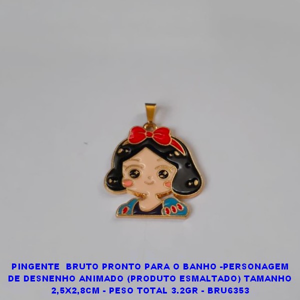 PINGENTE  BRUTO PRONTO PARA O BANHO -PERSONAGEM DE DESNENHO ANIMADO (PRODUTO ESMALTADO) TAMANHO 2,5X2,8CM - PESO TOTAL 3.2GR - BRU6353