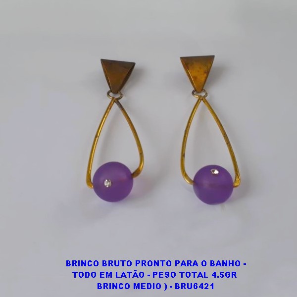 BRINCO BRUTO PRONTO PARA O BANHO - DE ARGOLA TODO EM LATÃO - PESO TOTAL 4.5GR  BRINCO MEDIO ) - BRU6421 ***