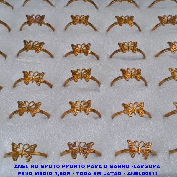 ANEL NO BRUTO PRONTO PARA O BANHO -LARGURA  PESO MEDIO 1,5GR - TODA EM LATÃO - ANEL00011